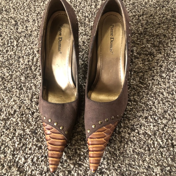 Pierre Dumas Ida Pointed Toe Stiletto Size 8 New Brown Studded - Picture 3 of 8